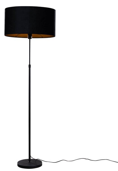 Lampa podłogowa czarna z owalnym aksamitnym abażurem 50 cm - Parte