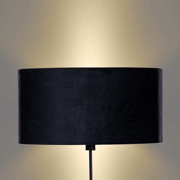Lampa podłogowa czarna z owalnym aksamitnym abażurem 50 cm - Parte