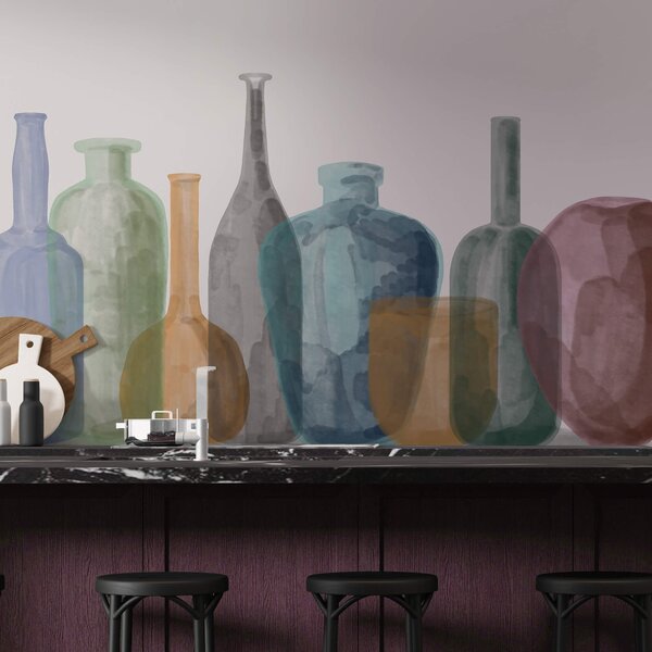 Fototapeta Grupa szklanych butelek, Fototapety akwarelowa na ścianie, Popularne Fototapety, t00353v1 - Tapeko.pl