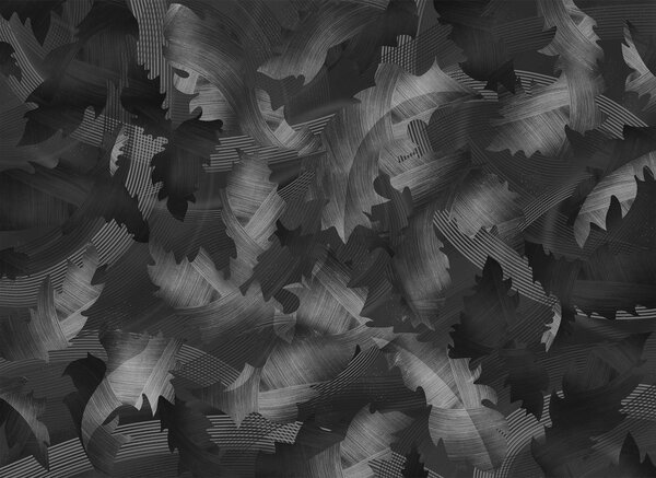 Fototapeta Czarno-biały wzór z liśćmi, Fototapety Liście, Popularne Fototapety, t00355 - Tapeko.pl