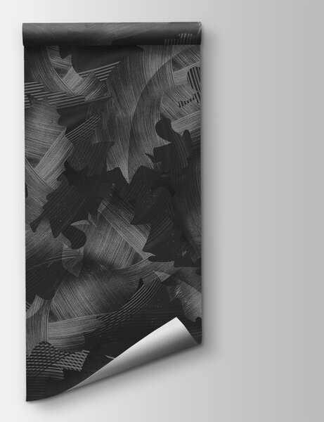 Fototapeta Czarno-biały wzór z liśćmi, Fototapety Liście, Popularne Fototapety, t00355 - Tapeko.pl