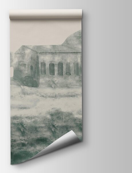Fototapeta Obraz przedstawiający budynek i górę, Fototapety akwarelowa na ścianie, Popularne Fototapety, t00367v1 - Tapeko.pl