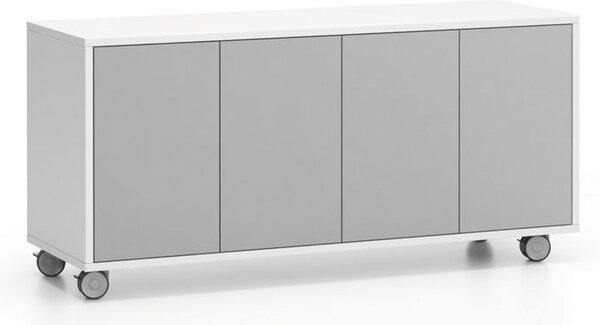 Komoda mobilna LAYERS, długa, 1200 x 400 x 575 mm, biała / szara
