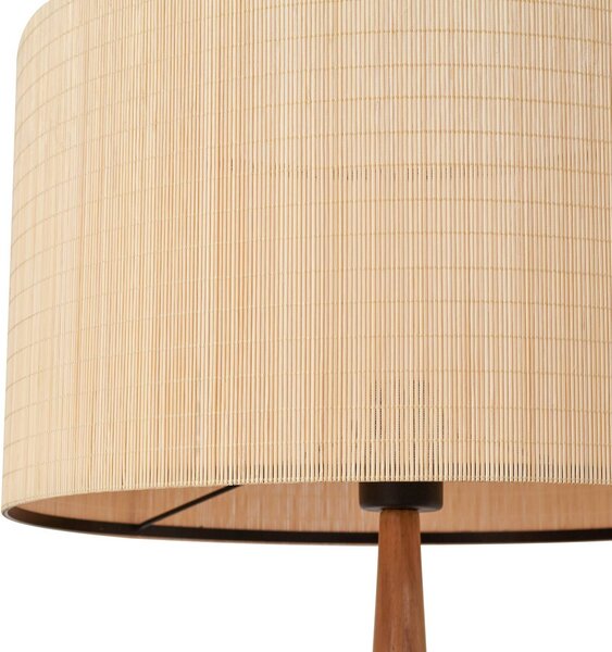 Lampa stojąca Fabrena Lucande, jasne drewno, salon / jadalnia, drewno