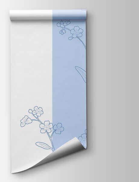 Fototapeta Rysunek niebieskiego i białego kwiatu, Fototapety Kwiaty, Popularne Fototapety, t00413 - Tapeko.pl