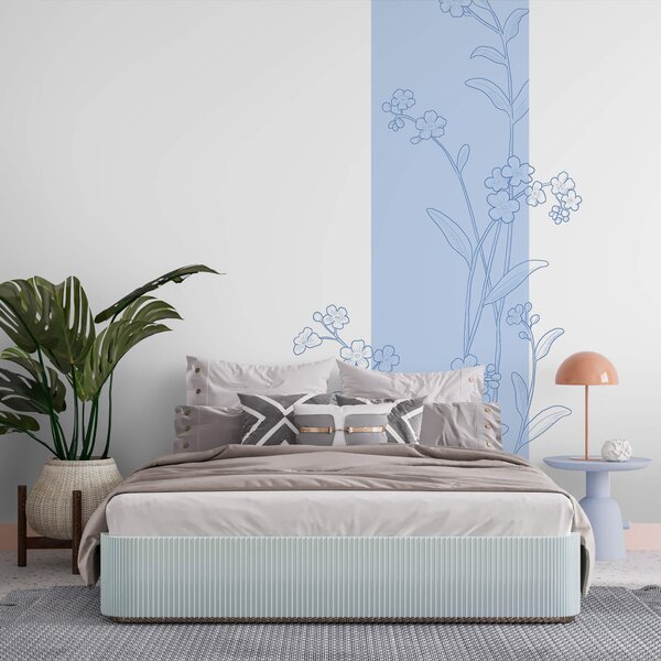 Fototapeta Rysunek niebieskiego i białego kwiatu, Fototapety Kwiaty, Popularne Fototapety, t00413 - Tapeko.pl