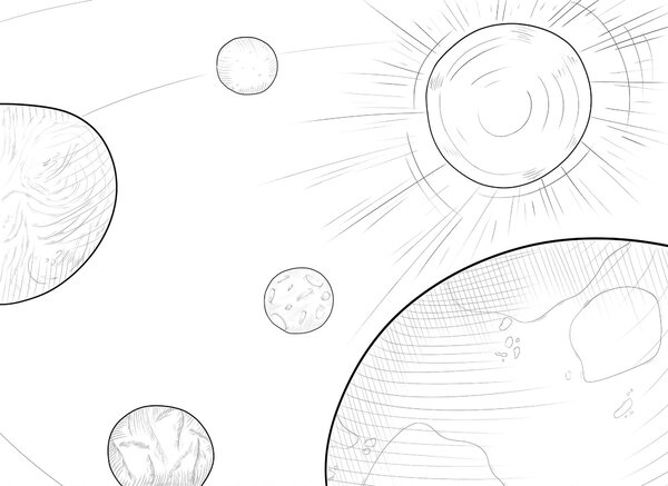 Fototapeta Rysunek planet i słońca, Fototapety Kosmos, Popularne Fototapety, t00419 - Tapeko.pl