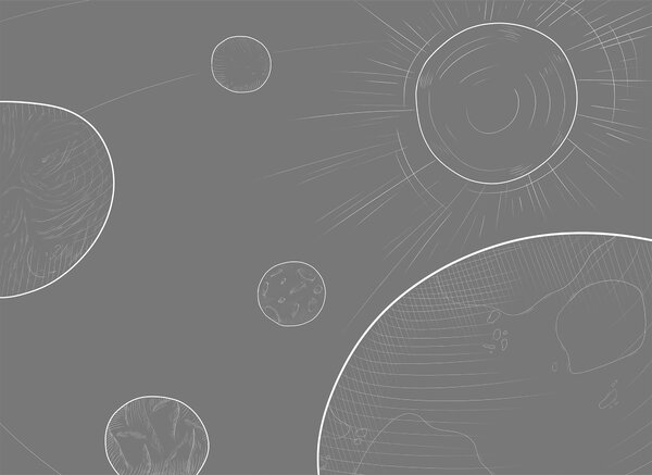 Fototapeta Szare tło z okręgami i słońcem, Fototapety Kosmos, Popularne Fototapety, t00419v1 - Tapeko.pl