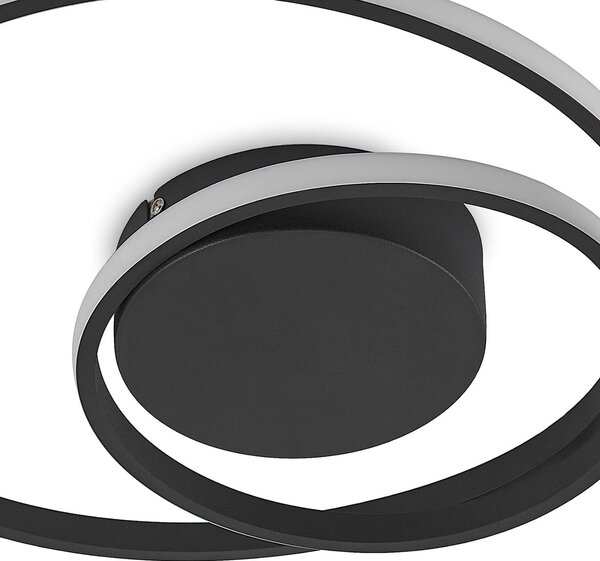 Lampa sufitowa LED Emisua Lindby, możliwość ściemniania, czarny, salon / jadalnia, aluminium, nowoczesny