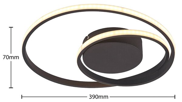 Lampa sufitowa LED Emisua Lindby, możliwość ściemniania, czarny, salon / jadalnia, aluminium, nowoczesny