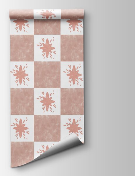 Fototapeta Wzór różowych kwadratów z białymi kwadratami, Fototapety Geometryczne, Popularne Fototapety, t00439 - Tapeko.pl