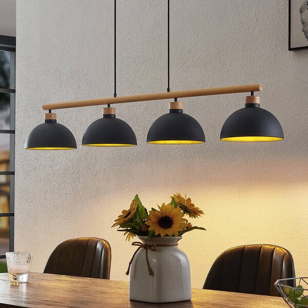 Lampa wisząca Tirzana Lindby, możliwość ściemniania, czarny, salon / jadalnia, metal, vintage