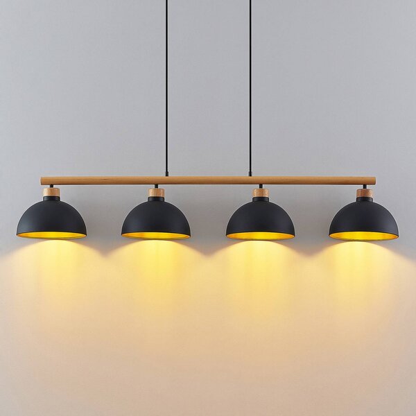 Lampa wisząca Tirzana Lindby, możliwość ściemniania, czarny, salon / jadalnia, metal, vintage