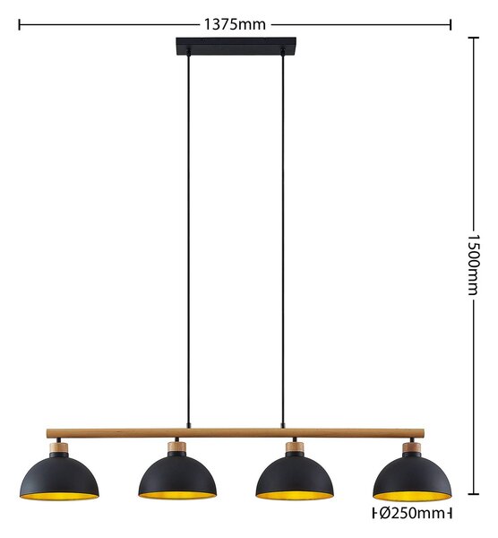 Lampa wisząca Tirzana Lindby, możliwość ściemniania, czarny, salon / jadalnia, metal, vintage