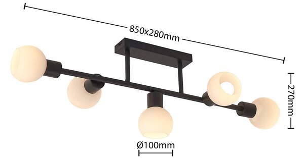 Lampa sufitowa Biscala Lindby, możliwość ściemniania, czarny, salon / jadalnia, metal, nowoczesny