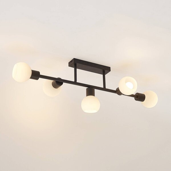 Lampa sufitowa Biscala Lindby, możliwość ściemniania, czarny, salon / jadalnia, metal, nowoczesny