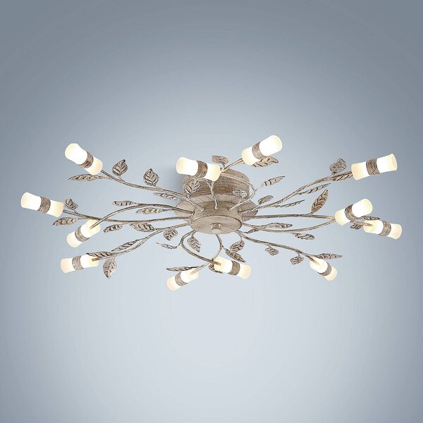 Lampa sufitowa LED Bolonia Lindby, brązowy / mosiężny, salon / jadalnia, metal, dworkowy / rustykalny