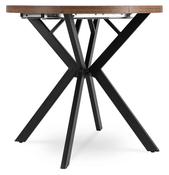Stół Okrągły Rozkładany DORIAN 80-160 cm Dąb Rustykalny/Czarny Nowoczesny Loft