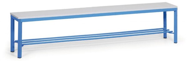 Ławka do szatni z półką na buty, siedzisko - laminat, długość 2000 mm, niebieska