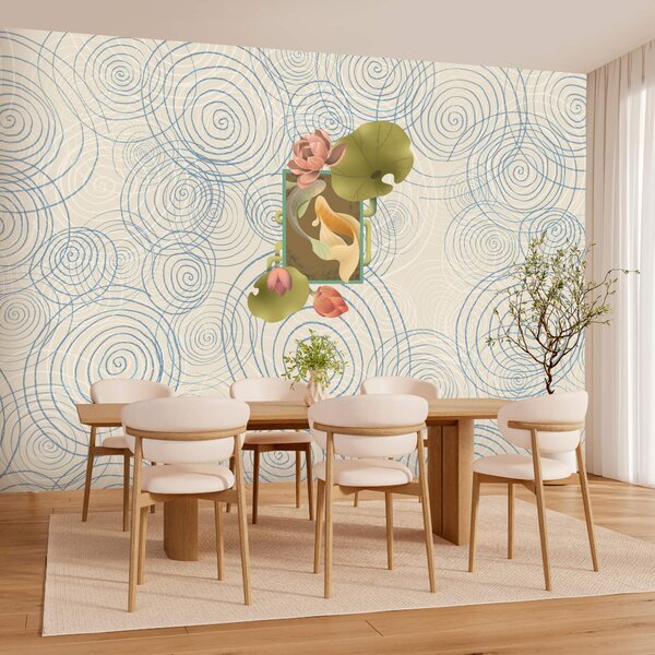 Fototapeta Wzór spiral i kwiatów, Fototapety Abstrakcja, Popularne Fototapety, t00522 - Tapeko.pl