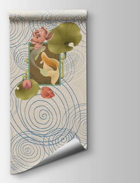 Fototapeta Wzór spiral i kwiatów, Fototapety Abstrakcja, Popularne Fototapety, t00522 - Tapeko.pl