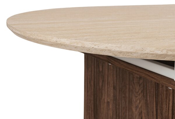 Stół Rozkładany OVAL 180-220 cm Trawertyn/Orzech Nowoczesny