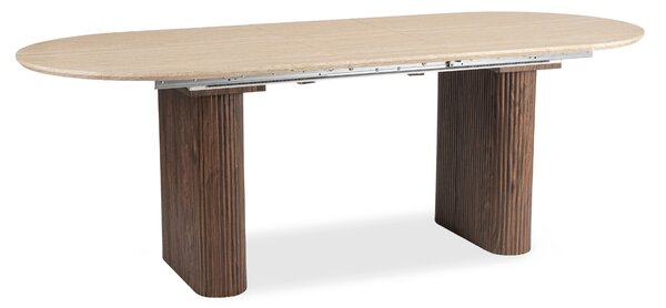 Stół Rozkładany OVAL 180-220 cm Trawertyn/Orzech Nowoczesny
