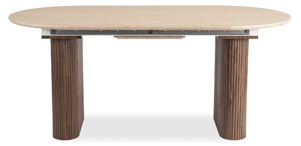 Stół Rozkładany OVAL 180-220 cm Trawertyn/Orzech Nowoczesny