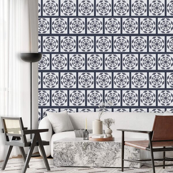 Fototapeta Wzór kwadratów i wzór kwiatu, Fototapety Geometryczne, Popularne Fototapety, t00480 - Tapeko.pl