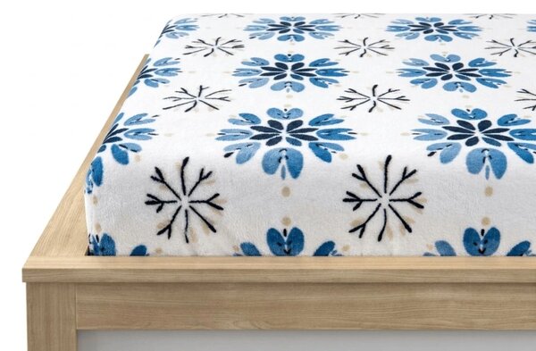 Prześcieradło z mikropluszu ICY FLAKES 90x200 cm białe