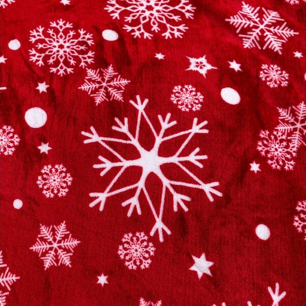 Prześcieradło z mikropluszu SNOWFALL 90x200 cm czerwone