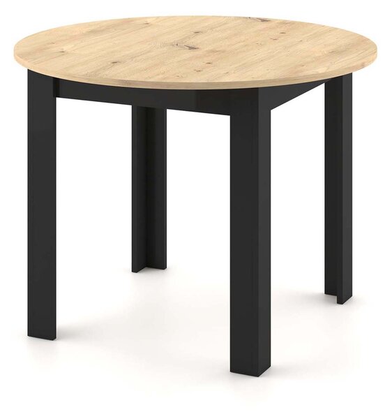 Stół okrągły rozkładany Colin dąb artisan nogi czarne 102-142 cm