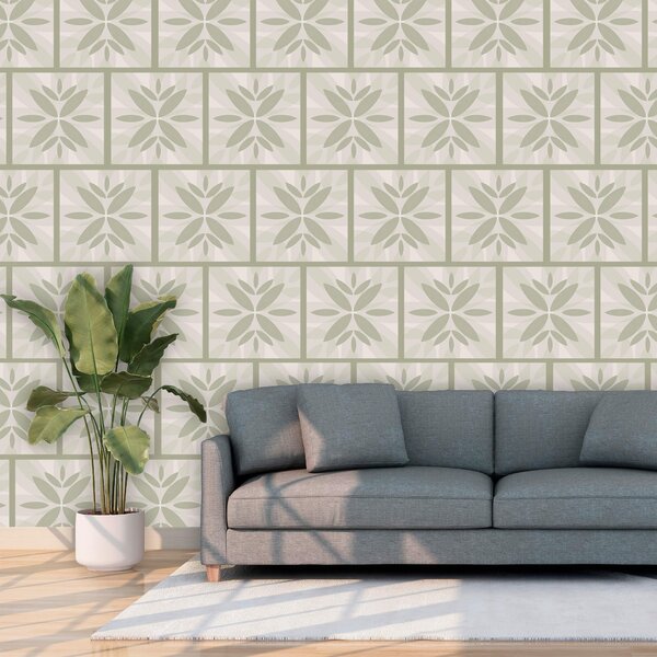Fototapeta Wzór kwiatów na ścianie, Fototapety Geometryczne, Popularne Fototapety, t00587 - Tapeko.pl
