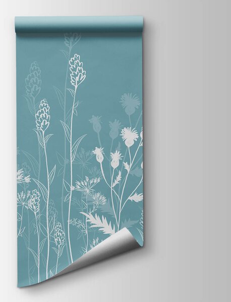Fototapeta Białe kwiaty na niebieskim tle, Fototapety Natura, Popularne Fototapety, t00631v2 - Tapeko.pl