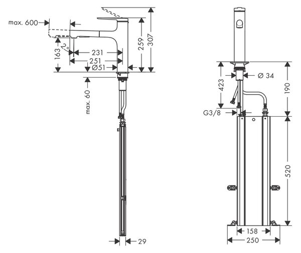 Hansgrohe Zesis M33 jednouchwytowa bateria kuchenna 160, wyciągana wylewka, 2 rodzaje strumienia, (sBox), 74823000