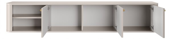 Szafka RTV wisząca Vesper 187 cm trzydrzwiowa - kaszmir / złote uchwyty