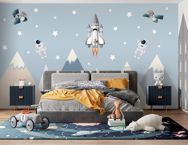 Fototapeta Prom kosmiczny i astronauta na niebie, Fototapety Dziecięce, Popularne Fototapety, u96333 - Tapeko.pl