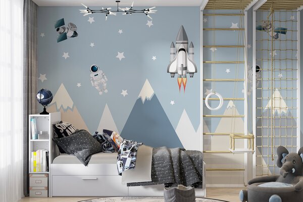 Fototapeta Prom kosmiczny i astronauta na niebie, Fototapety Dziecięce, Popularne Fototapety, u96333 - Tapeko.pl