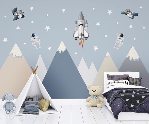 Fototapeta Prom kosmiczny i astronauta na niebie, Fototapety Dziecięce, Popularne Fototapety, u96333 - Tapeko.pl