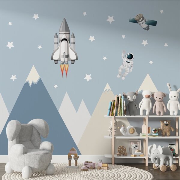 Fototapeta Prom kosmiczny i astronauta na niebie, Fototapety Dziecięce, Popularne Fototapety, u96333 - Tapeko.pl
