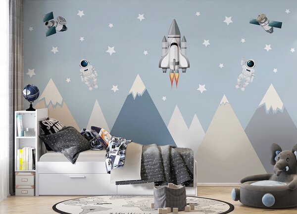 Fototapeta Prom kosmiczny i astronauta na niebie, Fototapety Dziecięce, Popularne Fototapety, u96333 - Tapeko.pl