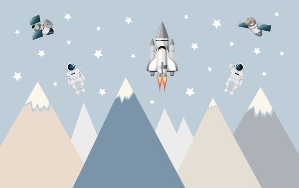 Fototapeta Prom kosmiczny i astronauta na niebie, Fototapety Dziecięce, Popularne Fototapety, u96333 - Tapeko.pl