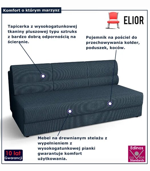 Granatowa wersalka z funkcją spania B5-H14
