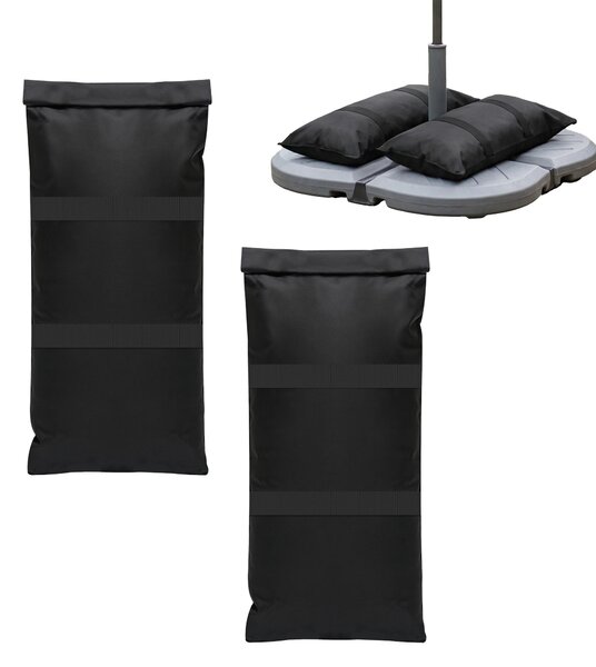 Worki z piaskiem Relaxdays, zestaw 2 sztuk, kady o pojemnoci 22 kg, stojak na parasol i trampolina, obciniki, szer. x g.: 68 x 30 cm, kolor czarny