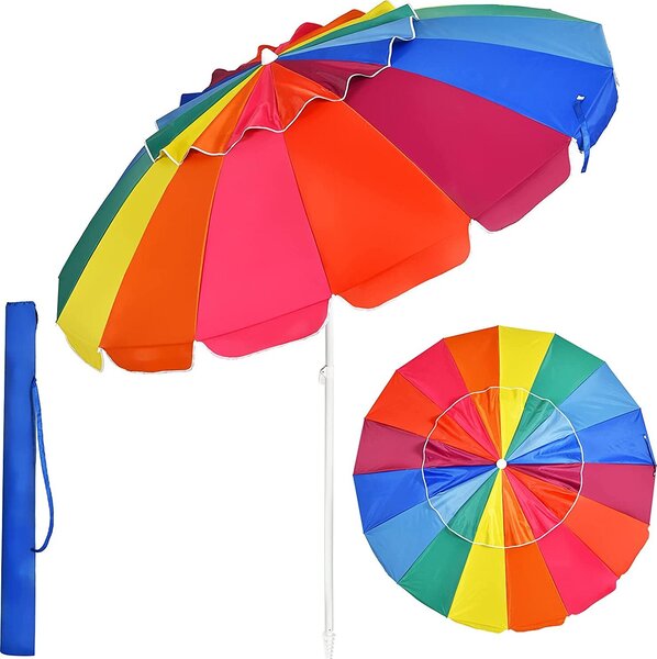 KOMFOTTEU parasol plaowy 243 cm, parasol ogrodowy chronicy przed socem, skadany i lekki parasol plaowy, parasol balkonowy z torb do przenoszenia, parasol tarasowy do uytku na zewntrz