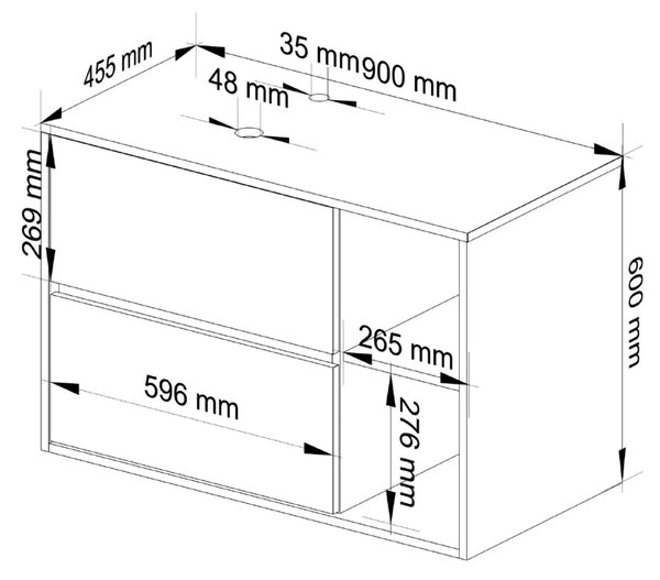 Wisząca szafka łazienkowa 90 cm dab craft+ czarny H1-H37