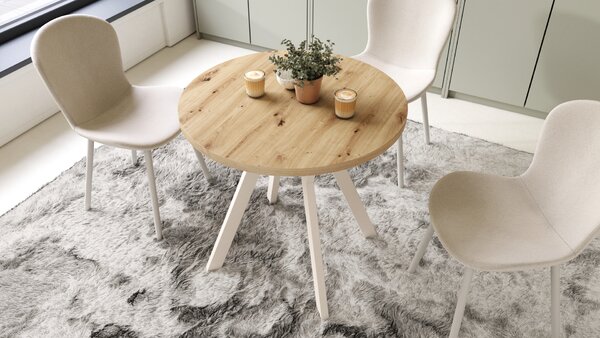 ALMO 80 Dąb Artisan/nogi beżowe - OKRĄGŁY STÓŁ Z NOGAMI Y LOFTOWY / INDUSTRIALNY DO KUCHNI SALONU JADALNI