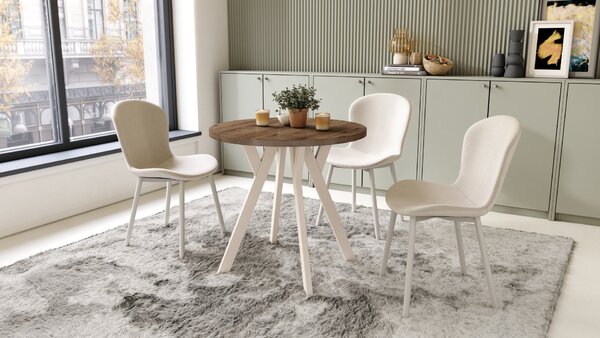 ALMO 80 Orzech Elegant/nogi beżowe - OKRĄGŁY STÓŁ Z NOGAMI Y LOFTOWY / INDUSTRIALNY DO KUCHNI SALONU JADALNI