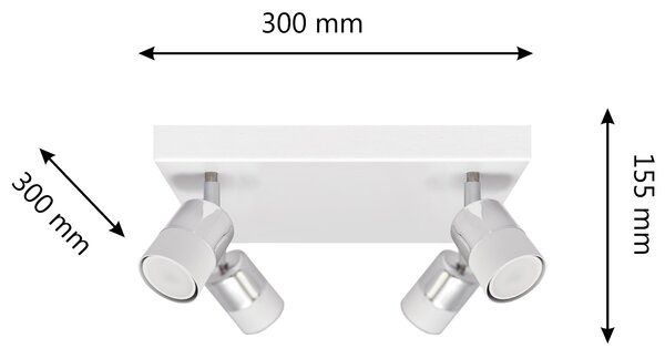 Lampa metalowa na poczwórna na kwadracie biało- chromowa TUBSSON R-KWD 1166/4 WT+CH
