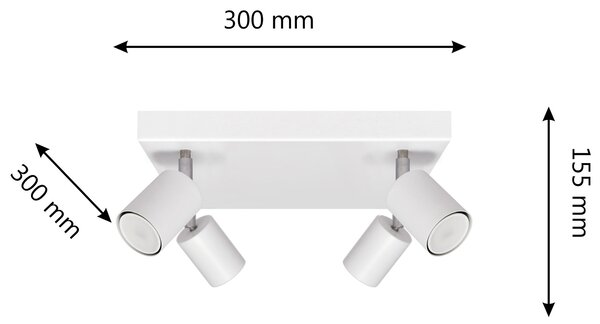 Lampa metalowa poczwórna na kwadracie biało-chromowa R-KWD 1927/4 WT+CH+WT